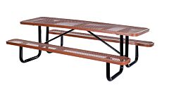 Vestil Pt-Mx-3096-Bn Steel Picnic Table Expanded Metal Rectangle Top 30" X 96" Brown