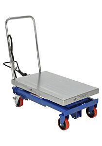 Vestil Air-1000 Carbon Steel Air/Hydraulic Scissor Lift Cart 32-1/2 In. X 20 In. Platform With Poly-On-Poly Casters 1,000 Lb. Capacity Blue/Silver