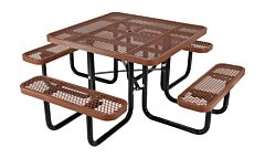 Vestil Pt-Mx-St-46-Bn Steel Picnic Table Expanded Metal Square Top 46" X 46" Brown