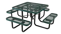 Vestil Pt-Mx-St-46-Gn Steel Picnic Table Expanded Metal Square Top 46" X 46" Green