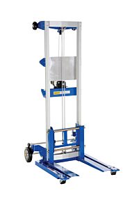 Vestil A-Lift-S Aluminum/Steel Adjustable Straddle Manual Hand Winch Lift Trucks 500 Lb. Capacity Silver/Blue