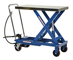 Vestil Air-1750 Carbon Steel Air/Hydraulic Scissor Lift Cart 39-1/2 In. X 20 In. Platform With Poly-On-Poly Casters 1,750 Lb. Capacity Blue/Silver