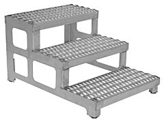 Vestil Asp-24-3-A Aluminum Adjustable Step Mate Stand 3 Step 33-5/8" X 24-1/8" X 21-1/2" 500 Lb. Capacity, Silver