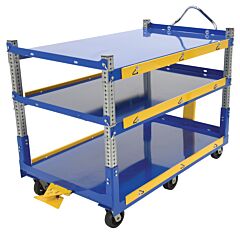 Vestil Aec-3660-3-Mr Steel Ergo Cart With Adjustable Shelves And Mold On Rubber Casters 72-1/8 In. X 37-5/16 In. X 49-5/16 In. 3,000 Lb. Capacity Blue