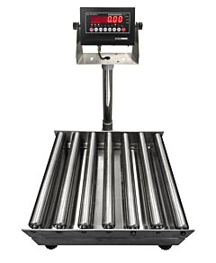 Vestil Bs-915Rt-2424-1000 Steel Bench Scale With Stainless Steel Tray With Roll Top 24" X 24" Platform 1000 Lb. Capacity, Silver