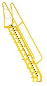 Vestil Ats-8-56 Steel Alternate Tread Stair 56 Degrees 73-1/2" X 23-1/2" X 138-1/4" 350 Lb. Capacity, Yellow