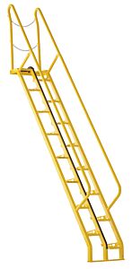 Vestil Ats-10-56 Steel Alternate Tread Stair 56 Degrees 89-3/4 In. X 23-1/2 In. X 162-3/8 In. 350 Lb. Capacity Yellow