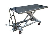 Vestil Air-1000-Ld-Pss Partially Stainless Steel Air/Hydraulic Light Duty Scissor Lift Cart 31-1/2 In. X 63 In. Platform With Poly-On-Poly Casters 1,000 Lb. Capacity Silver