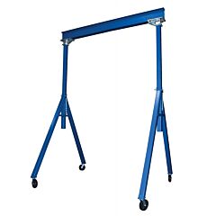 Vestil Ahs-4-10-12 Steel Adjustable Height Gantry Crane With Phenolic Casters 10 Ft.Wide X 12 Ft. Max Usable Height 4,000 Lb. Capacity Blue