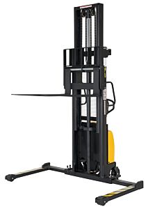 Vestil Se/Hp-118-Aa Steel/Plastic Hand Pump Dc Powered Stacker With Adjustable Forks And Legs 118" Raised Height 2,000 Lb. Capacity, Black / Yellow