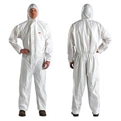 3M 4510-Xxl Disposable Coveralls, Elastic Wrists & Ankles, Hood, White, Size 2X-Large