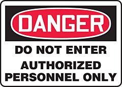 Accuform Madm141Va Safety Sign, 10" X 14", Danger Do Not Enter Authorized Personnel Only, Aluminum, 1/Each