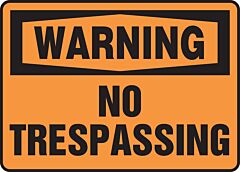 Accuform Madm313Va Safety Sign, 7" X 10", Warning No Trespassing, Aluminum, 1/Each