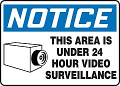 Accuform Mase807Va Safety Sign, 10" X 14", Notice This Area Under 24 Hr Video Surveillance, Aluminum, 1/Each