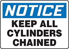 Accuform Mcpg825Va Safety Sign, 10" X 14", Notice Keep All Cylinders Chained, Aluminum, 1/Each