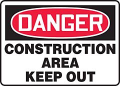 Accuform Mcrt101Va Safety Sign, 7" X 10", Danger Construction Area Keep Out, Aluminum, 1/Each