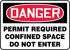 Accuform Mcsp007Va Safety Sign, 7" X 10", Danger Permit Required Confined Space Do Not Enter, 7" X 10", Aluminum, Aluminum, 1/Each