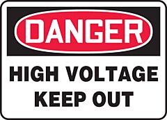 Accuform Melc127Vs Safety Sign, 7" X 10", Danger High Voltage Keep Out, Adhesive Vinyl, 1/Each