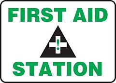 Accuform Mfsd959Vp Safety Sign, 7" X 10", First Aid Station, Plastic, 1/Each