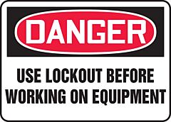 Accuform Mlkt021Vp Safety Sign, 7" X 10", Danger Use Lockout Before Working On Equipment, Plastic, 1/Each