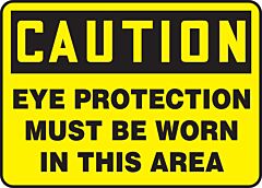 Accuform Mppa605Va Safety Sign, 7" X 10", Caution Eye Protection Must Be Worn In This Area, Aluminum, 1/Each
