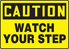Accuform Mstf645Vs Safety Sign, 7" X 10", Caution Watch Your Step, Adhesive Vinyl, 1/Each