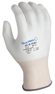 Showa Best 540-Xl Polyurethane Palm Coated, A2 Cut Resistant Gloves, White, Size X-Large