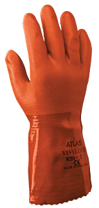 Showa Best 620L-09 Atlas Chemical Resistant Gloves Dbl Dipped Orange Rough