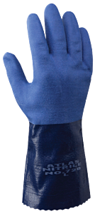 Showa Best 720L-09 Atlas Chemical Resistant Nitrile Fully Coated Gloves Blue, Size Large