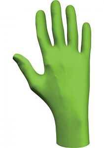 Showa 7705Pftxl Biodegradable/Accelerator Free Disposable Nitrile Powder Free Gloves, 9.5" Length, 4-Mil, Rolled Cuff, Green, Size X-Large