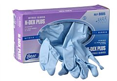 Showa Best 8005-Xl N-Dex 8 Mil, 9.5" Long, Disposable, Lightly Powdered, Nitrile Exam Gloves, Blue, Size X-Large, Box Of 50 Gloves