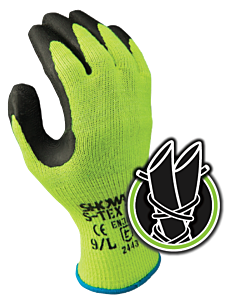 Showa Best S-Tex300S-09 Coated Gloves Size 9 Nat Rubber Palm Hi-Viz Yellow/Blue, Large