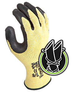 Showa Best S-Tex303L-09 Coated Gloves Size 9 Nat Rubber Palm Hi-Viz Yellow/Black, Large