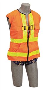 3M Dbi-Sala 1107404 Delta Vest Hi-Vis Reflective Workvest Harness, Tongue Buckle, Orange, Size Universal