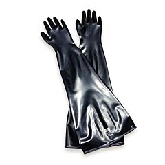 Honeywell - North Safety 8N1532A/9Q Neoprene Glovebox Gauntlet Ambidextrous Gloves, Black, Smooth, Size 9 3/4