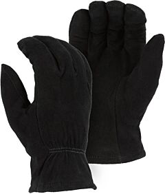 Majestic 1548Blk Winter Lined Black Deerskin Drivers Gloves, Size Small