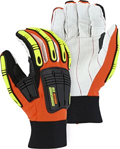 Majestic 21262Ho Knucklehead Driller Mechanics Gloves With Cotton Palm, Size Small