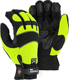 Majestic 2145Hyh Winter Lined Mechanics Gloves With Hi-Viz Knit Back, Size 2X-Large