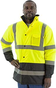 Majestic 75-1303 Hi-Viz Waterproof Parka With Fleece Lining, Ansi 3, Size 4X-Large