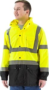 Majestic 75-1305 Hi-Viz Waterproof Rain Jacket With Nylon Liner, Ansi 3, Size 2X-Large