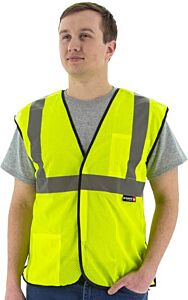 Majestic 75-3205/L Mesh Vest Class 2 Large 5Pt Breakaway Hi-Viz Lime