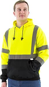 Majestic 75-5327 Hi-Viz Hooded Pullover Sweatshirt, Ansi 3, Size 2X-Large
