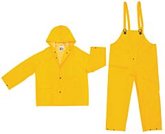 Mcr Safety 2003Xl Rainsuit, Classic, .35Mm, Pvc/Poly, Suit, 3 Pc, Yellow, Size X-Large, 1/Each