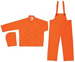 Mcr Safety 2013X3 Classic, .35Mm, Pvc/Poly, Suit, 3 Pc, Fluor Orange, 1/Each