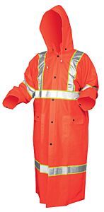 Mcr Safety 201Cl3Xl Luminator, .35Mm, Pvc/Poly, 49" Coat, Class 3, Reflective Tape, Fluor Orange, 1/Each
