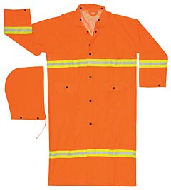 Mcr Safety 201Crxl Luminator, .35Mm, Pvc/Poly, 49" Coat, Reflective Tape, Fluor Orange, 1/Each