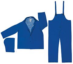 Mcr Safety 2433L Classic Plus, .35Mm, Pvc/Poly, Suit, 3 Pc, Cor Collar, Blue, 1/Each