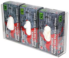 Mcr Safety 300 Gloves, Acrylic Disposable Glove Dispenser, 3 Slot, 1/Each