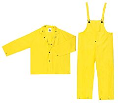 Mcr Safety 3003L Wizard, .28Mm, Pvc/Nylon/Pvc, Flame Ret, Suit, 3 Pc, Yellow, 1/Each