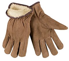 Mcr Safety 3170L Gloves, Brown Split Leather Driver, Pile Lined, Keystone Thumb, Size Large, Pack Of 12 Pairs